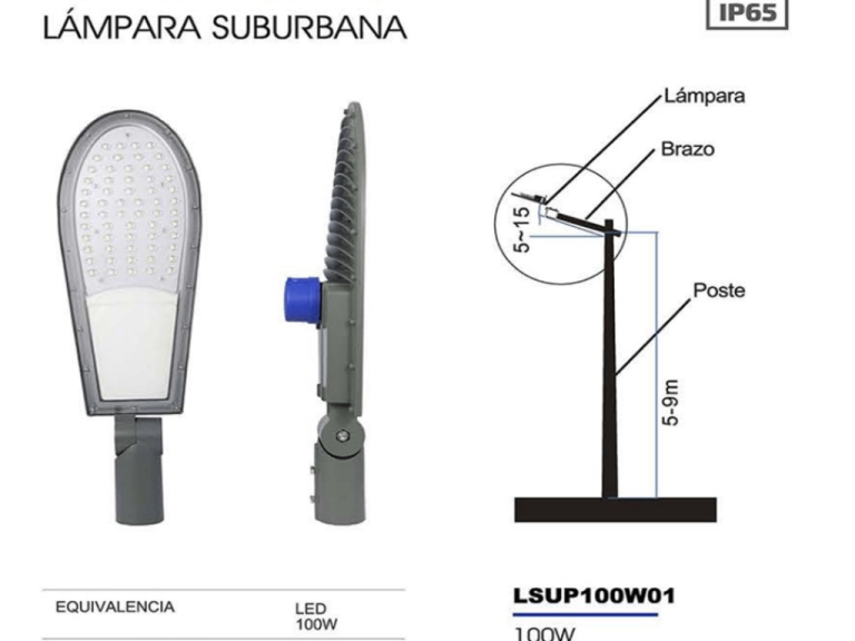 Luminaria suburbana de 100 w