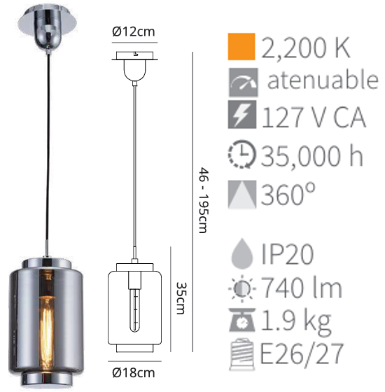 LAMPARA COLGANTE DECORATIVA JARRAS - 1
