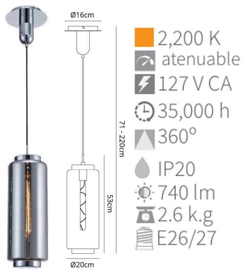 LAMPARA COLGANTE JARRAS-II