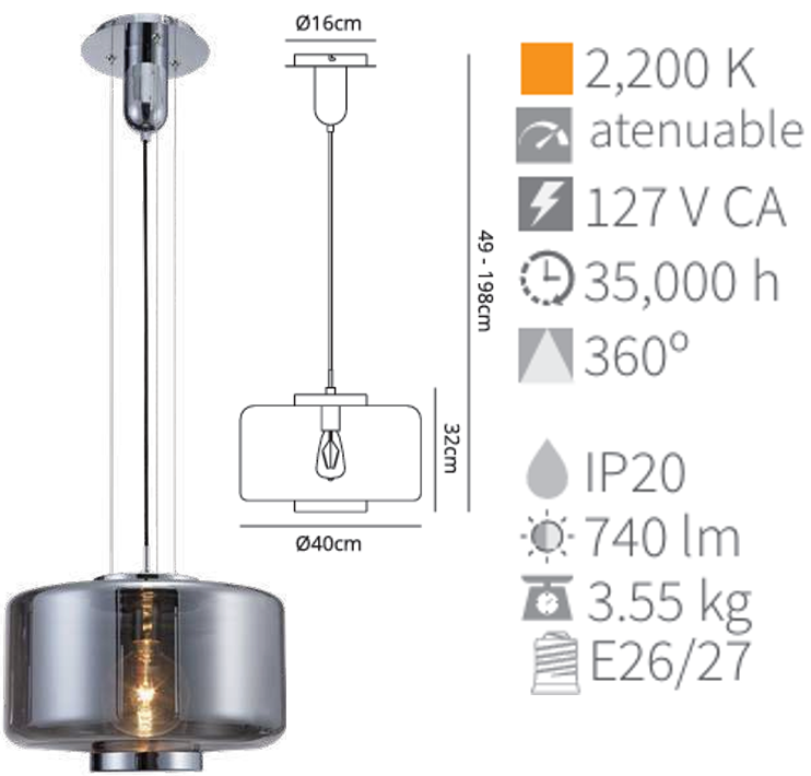LAMPARA COLGANTE JARRAS III