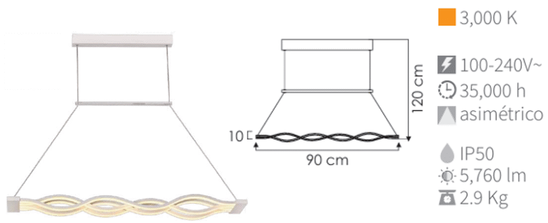 LAMPARA COLGANTE WAVES - 72