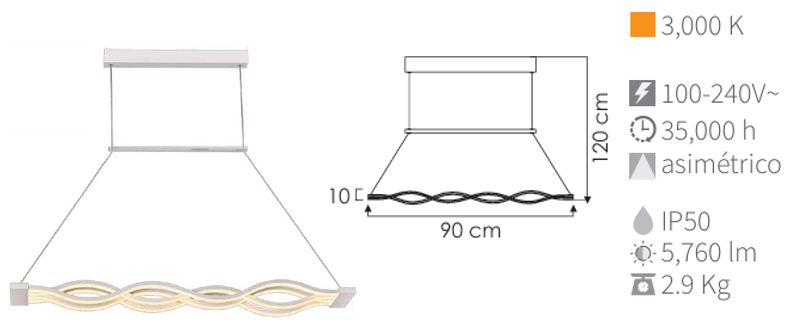 LAMPARA COLGANTE WAVES - 72